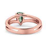 Art Deco Pear Natural Stone Wedding Ring