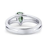 Art Deco Pear Natural Stone Wedding Ring