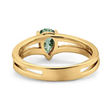 Art Deco Pear Natural Stone Wedding Ring