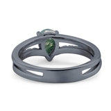 Art Deco Pear Natural Stone Wedding Ring