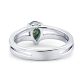 Art Deco Pear Natural Stone Wedding Ring