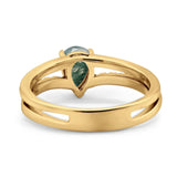 Art Deco Pear Natural Stone Wedding Ring