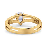 Art Deco Pear Natural Stone Wedding Ring