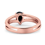 Art Deco Pear Natural Stone Wedding Ring