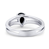 Art Deco Pear Natural Stone Wedding Ring