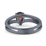 Art Deco Pear Natural Stone Wedding Ring