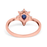 Pear Teardrop Natural Stone Chevron Ring