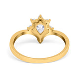 Pear Teardrop Natural Stone Chevron Ring