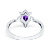 Pear Teardrop Natural Stone Chevron Ring