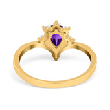 Pear Teardrop Natural Stone Chevron Ring