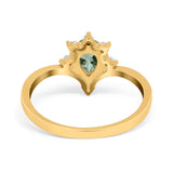 Pear Teardrop Natural Stone Chevron Ring