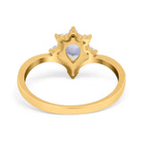 Pear Teardrop Natural Stone Chevron Ring