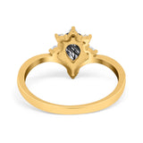 Pear Teardrop Natural Stone Chevron Ring