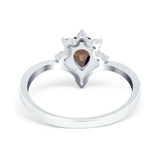 Pear Teardrop Natural Stone Chevron Ring