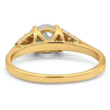 Art Deco Round Natural Stone Wedding Ring