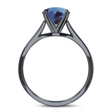  Oval Natural Stone Solitaire Cathedral Ring