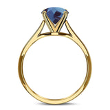  Oval Natural Stone Solitaire Cathedral Ring