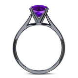  Oval Natural Stone Solitaire Cathedral Ring
