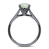  Oval Natural Stone Solitaire Cathedral Ring