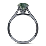  Oval Natural Stone Solitaire Cathedral Ring