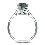  Oval Natural Stone Solitaire Cathedral Ring