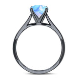 Oval Natural Stone Solitaire Cathedral Ring