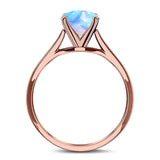  Oval Natural Stone Solitaire Cathedral Ring