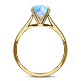  Oval Natural Stone Solitaire Cathedral Ring