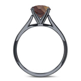  Oval Natural Stone Solitaire Cathedral Ring