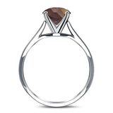  Oval Natural Stone Solitaire Cathedral Ring