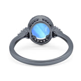 Art Deco Oval Natural Stone Wedding Ring