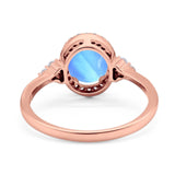 Art Deco Oval Natural Stone Wedding Ring