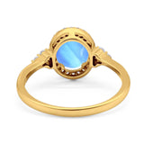 Art Deco Oval Natural Stone Wedding Ring