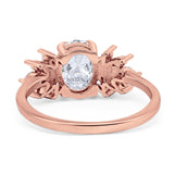 Art Deco Oval Natural Stone Floral Ring