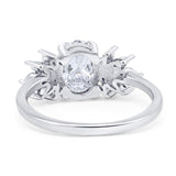 Art Deco Oval Natural Stone Floral Ring
