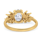 Art Deco Oval Natural Stone Floral Ring