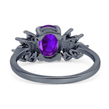 Art Deco Oval Natural Stone Floral Ring