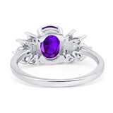 Art Deco Oval Natural Stone Floral Ring