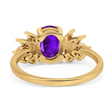 Art Deco Oval Natural Stone Floral Ring