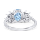 Art Deco Oval Natural Stone Floral Ring