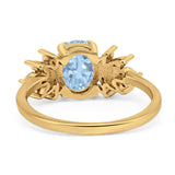Art Deco Oval Natural Stone Floral Ring