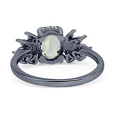 Art Deco Oval Natural Stone Floral Ring