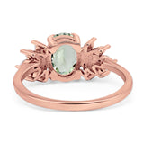 Art Deco Oval Natural Stone Floral Ring