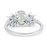 Art Deco Oval Natural Stone Floral Ring