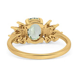 Art Deco Oval Natural Stone Floral Ring