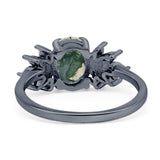 Art Deco Oval Natural Stone Floral Ring