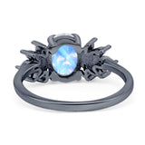 Art Deco Oval Natural Stone Floral Ring