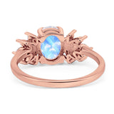 Art Deco Oval Natural Stone Floral Ring