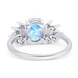 Art Deco Oval Natural Stone Floral Ring