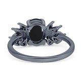 Art Deco Oval Natural Stone Floral Ring